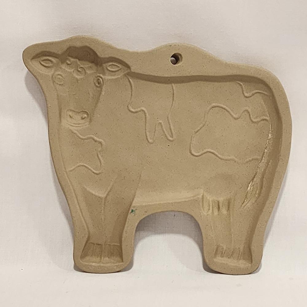 Brown Bag Cookie Art Cow Stoneware Cookie Mold 1985 Vintage Farmhouse Decor